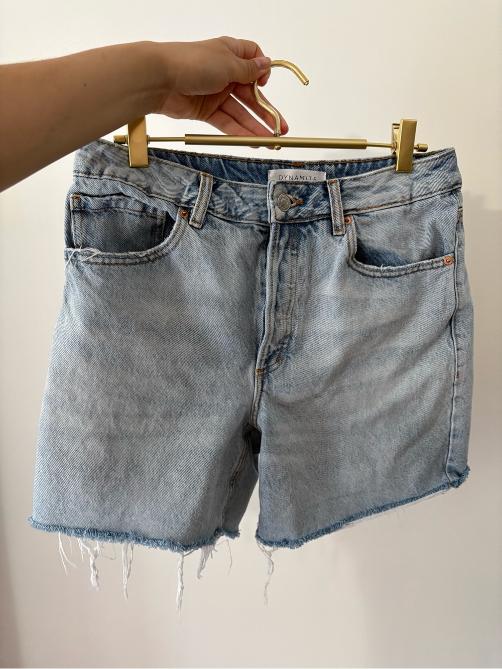 Dynamite Faded Light Blue Denim Cutoff Shorts